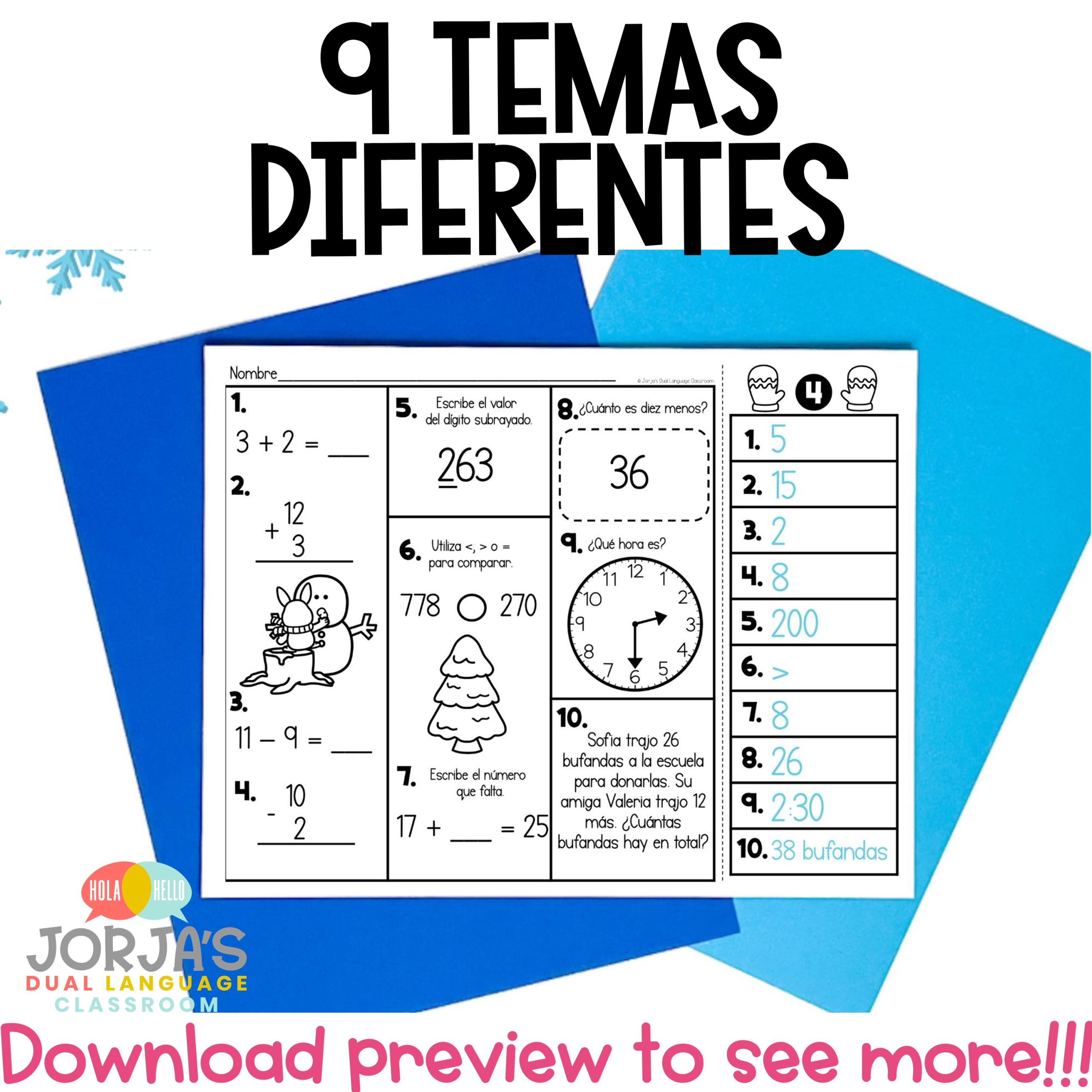 Repaso diario segundo grado ENERO matemáticas - Spiral Review for 2nd grade in Spanish - Image 3