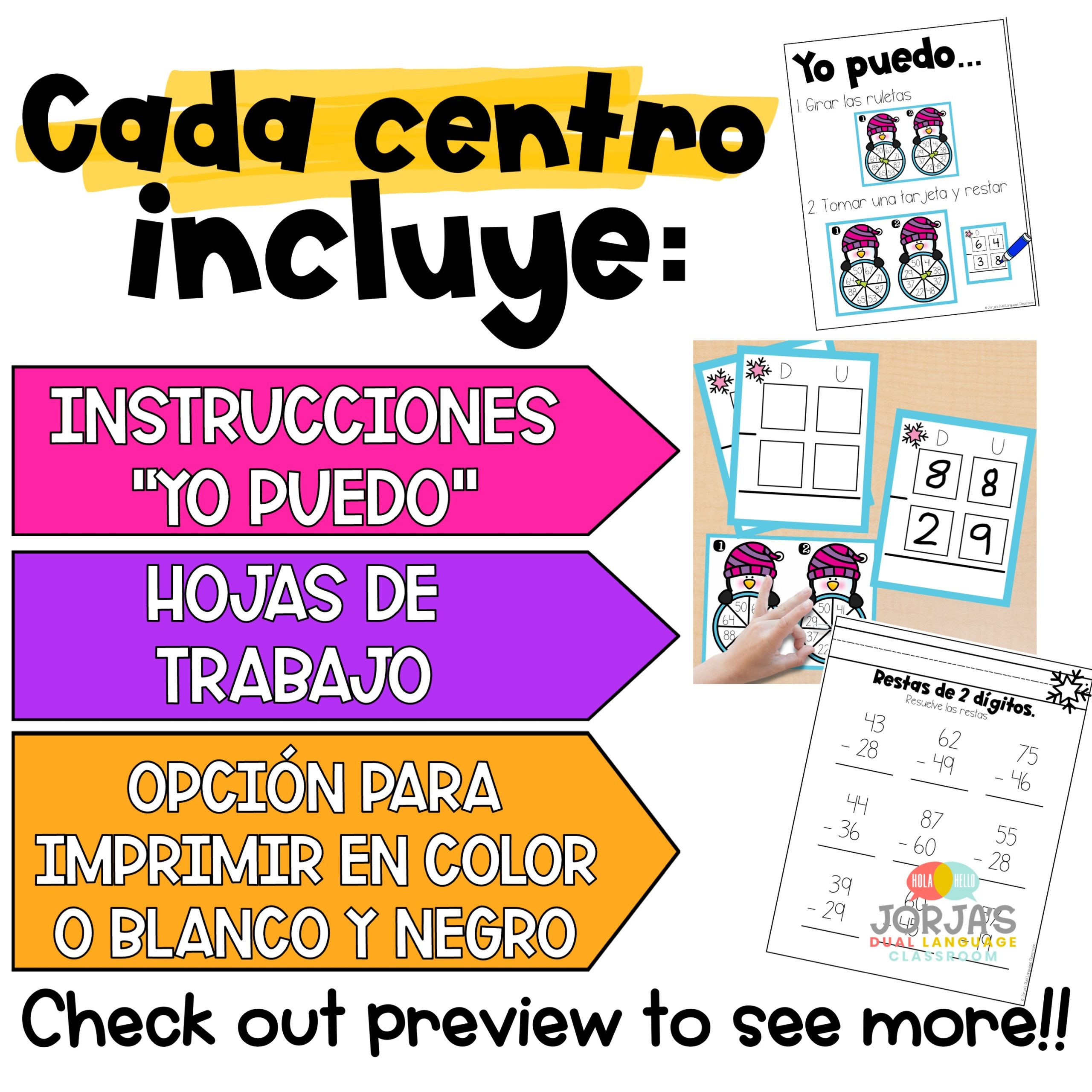 Centros de segundo grado matemáticas enero - Math Centers for 2nd grade Spanish JANUARY - Image 4