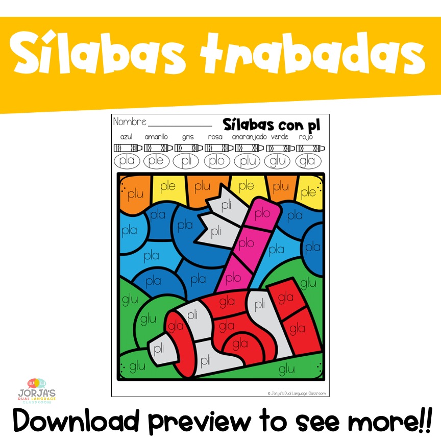 Sílabas trabadas PL pla, ple, pli, plo, plu Colorea por sílaba trabada con L - Image 4