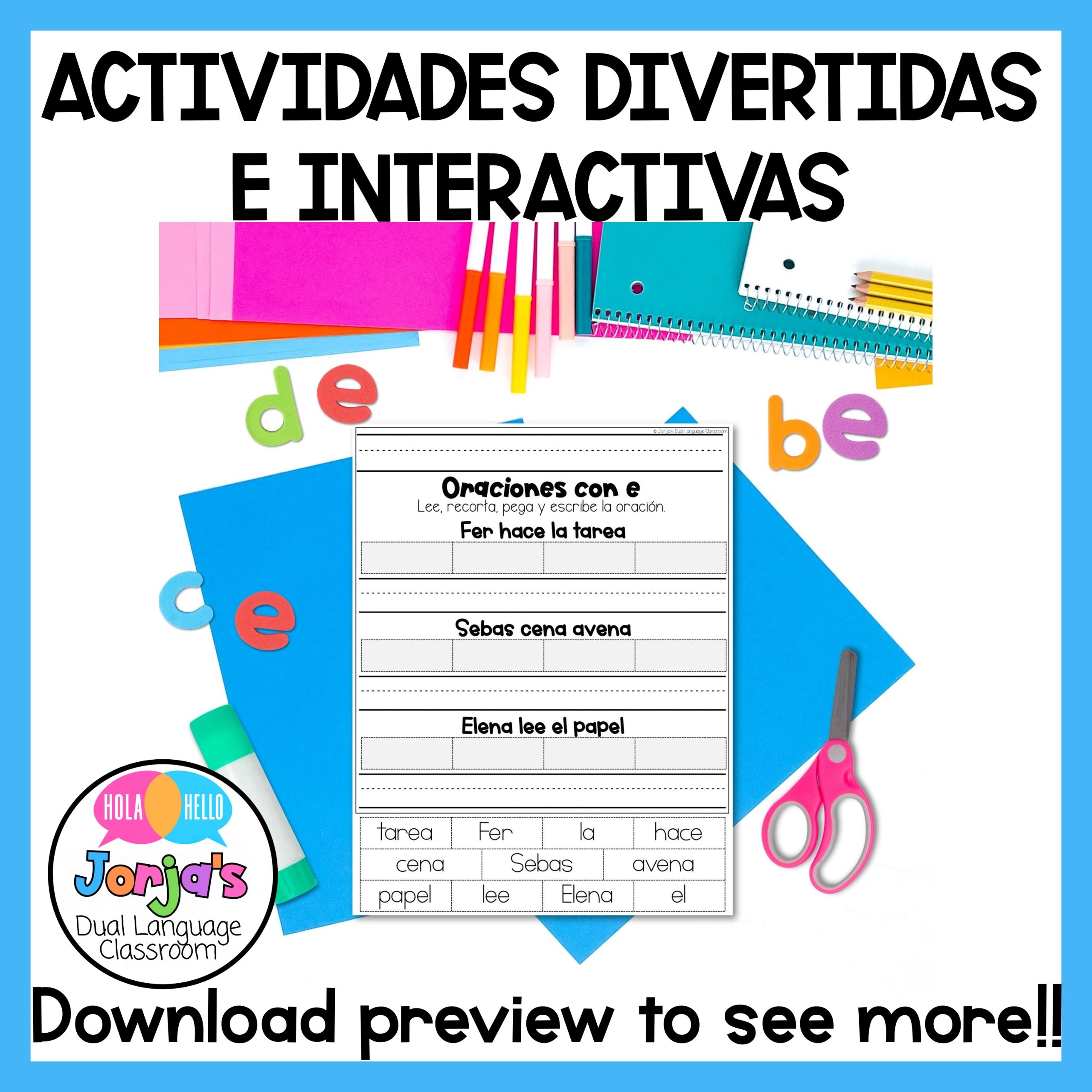 Sílabas con E Actividades Hojas de trabajo Sílabas palabras y oraciones con E - Image 3