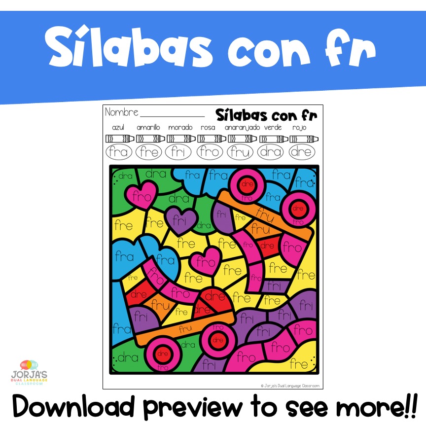 Sílabas trabadas con FR Consonant Blends in Spanish Printable Spanish Sílabas - Image 3