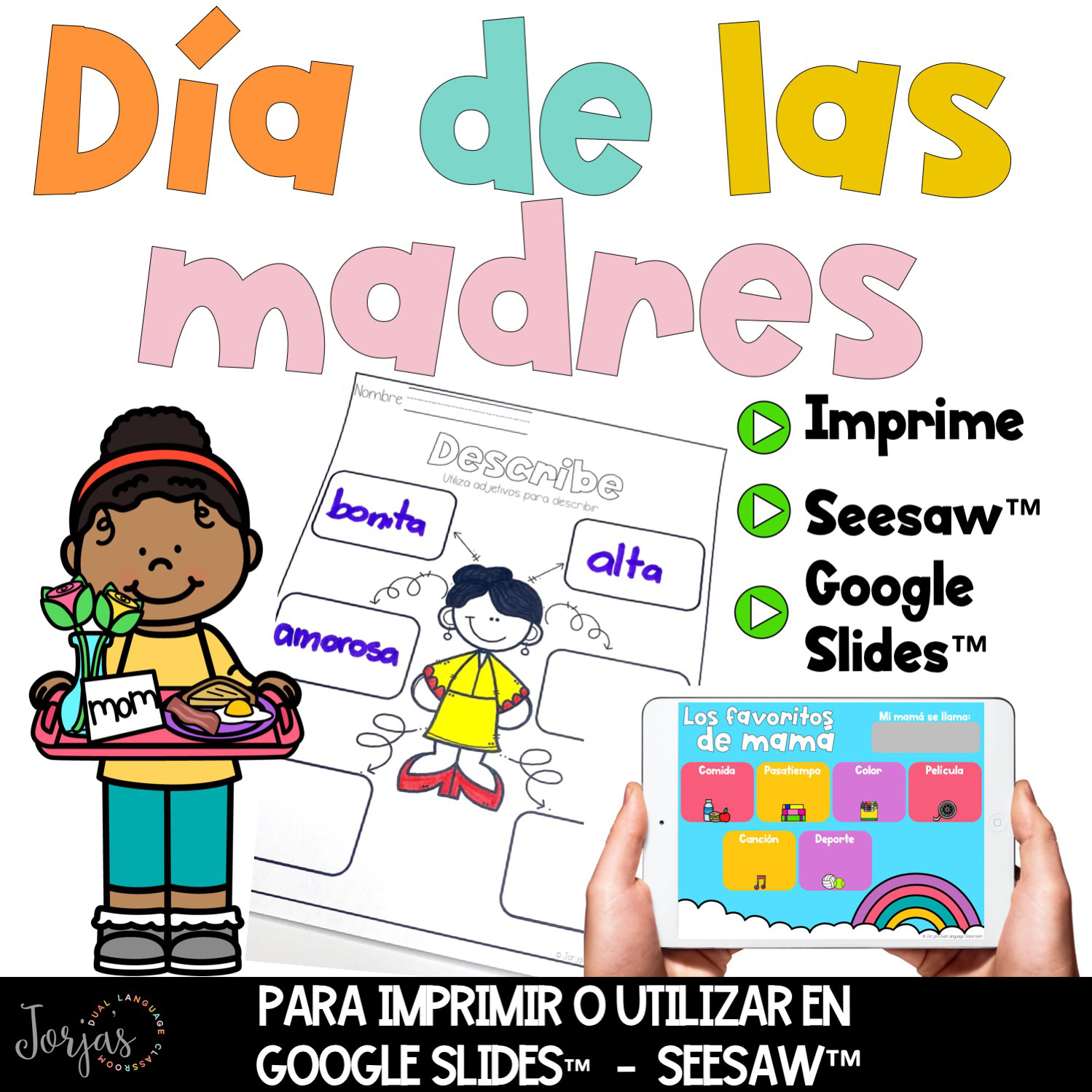 Día de las madres Mother's Day in Spanish Actividades para imprimir y digital