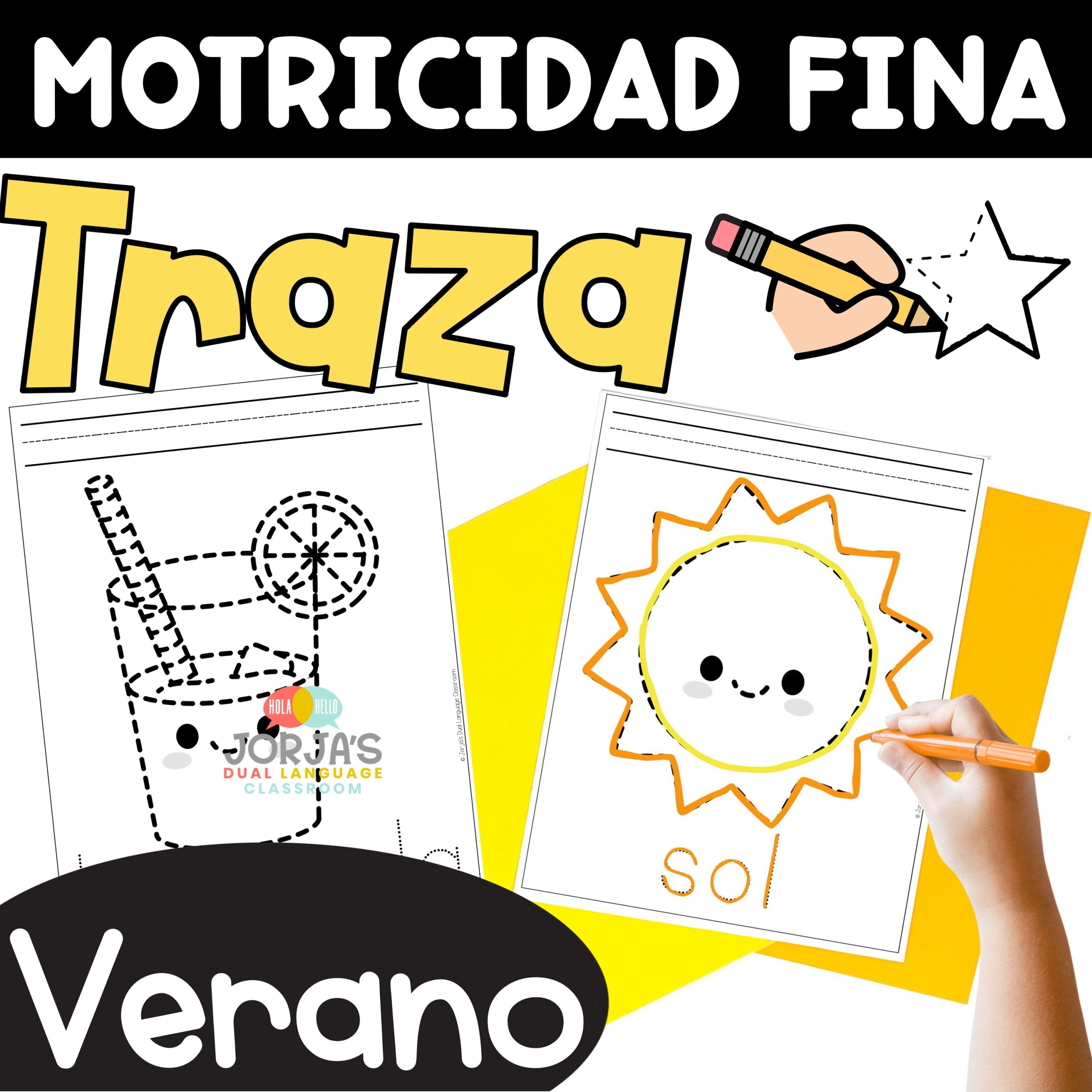 Motricidad fina Traza Ejercicios Verano Summer in Spanish Fine Motor Skills