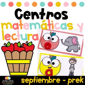 Centros de lectura y matemáticas PRE-K in Spanish Actividades y Hojas de trabajo