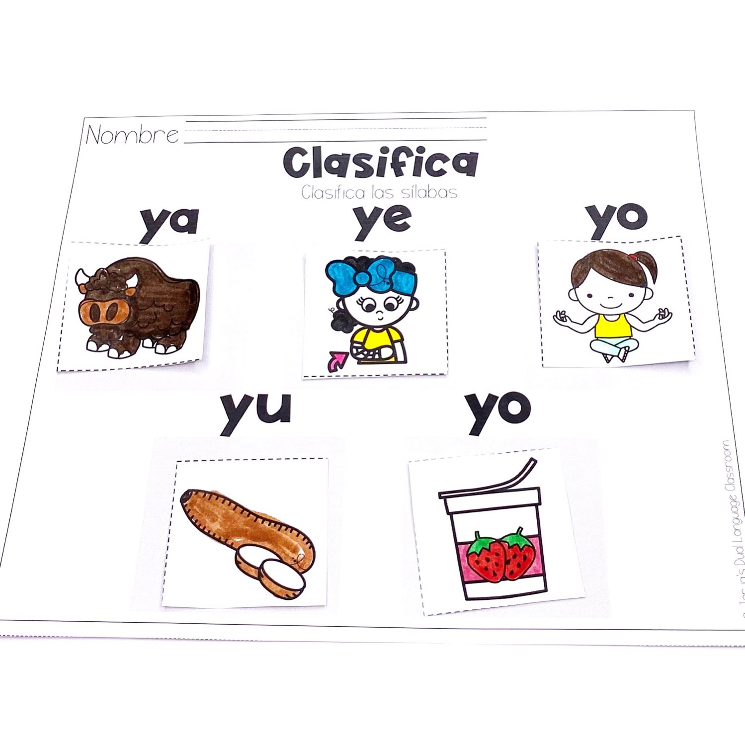 Actividades y Hojas de trabajo Letra Y Sílabas con Y ya ye yi yo yu en español - Image 3