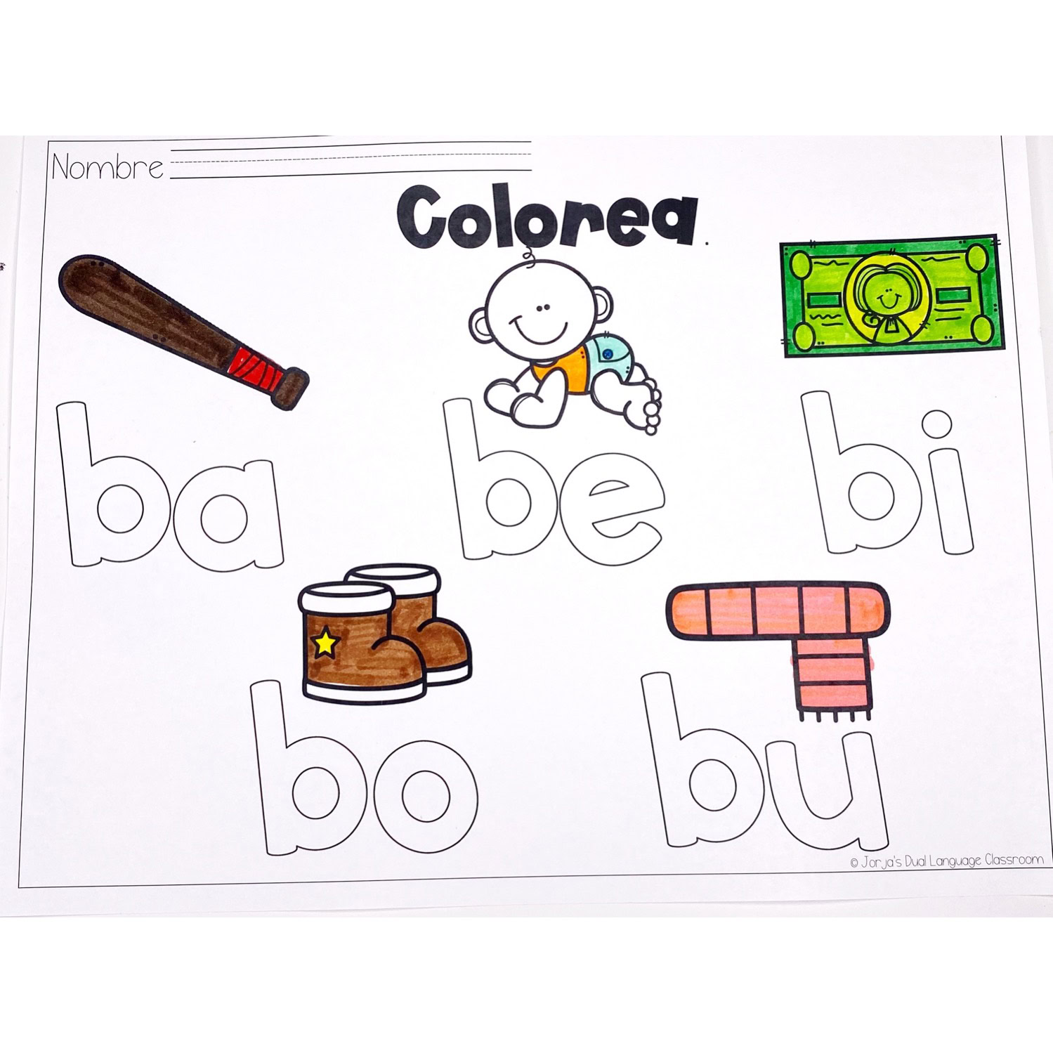 Letra b Sílabas con ba be bi bo bu Hojas de trabajo actividades Letter b Spanish - Image 3