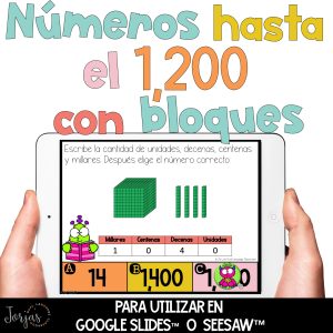 Números hasta el 1,200 DIGITAL Numbers to 1,200 in Spanish Seesaw Google Slides