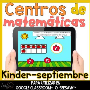 Centros digitales de matemáticas kinder Math Centers in Spanish Activities