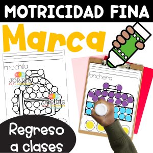 Actividades de Motricidad fina Marca las figuras Back to School in Spanish