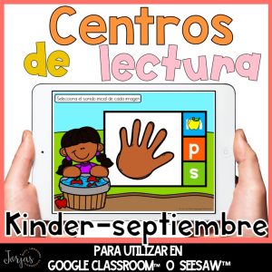 Centros DIGITAL lectura kinder Centers Spanish Google Slides Seesaw Activities