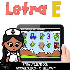 Letra E digital actividades de Sonido inicial Las vocales Letter E in Spanish