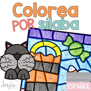Colorea por sílaba Halloween in Spanish Actividades Sílabas con a en español