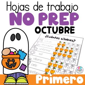 Lectura y matemáticas Hojas de trabajo octubre PRIMERO Halloween in Spanish