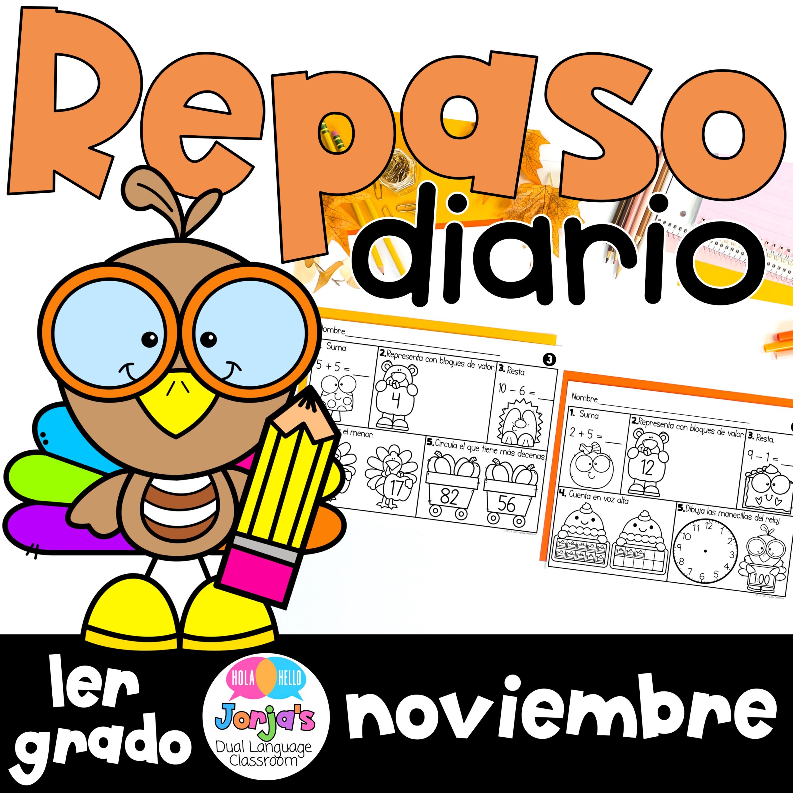 repaso diario de matemáticas para primero en español