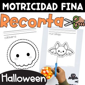 Motricidad fina Práctica de tijeras Halloween Fine Motor Skills in Spanish