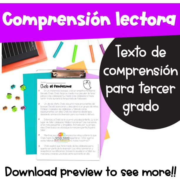 Chelo el fantasma Comprensión de lectura tercero TEMA 3rd Grade Spanish - Image 2