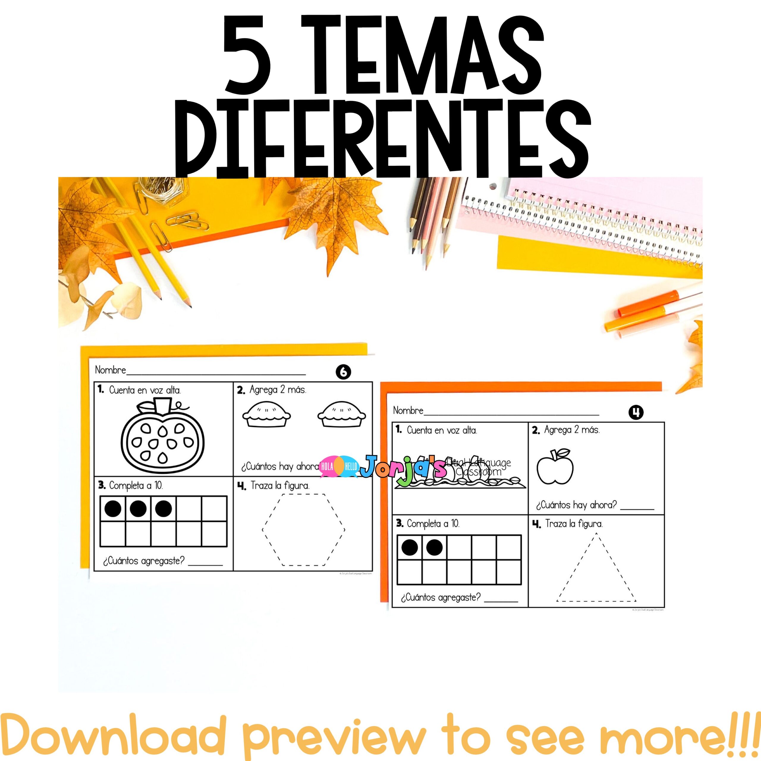 Repaso diario Kinder Matemáticas Noviembre Spiral Math in Spanish Review - Image 3