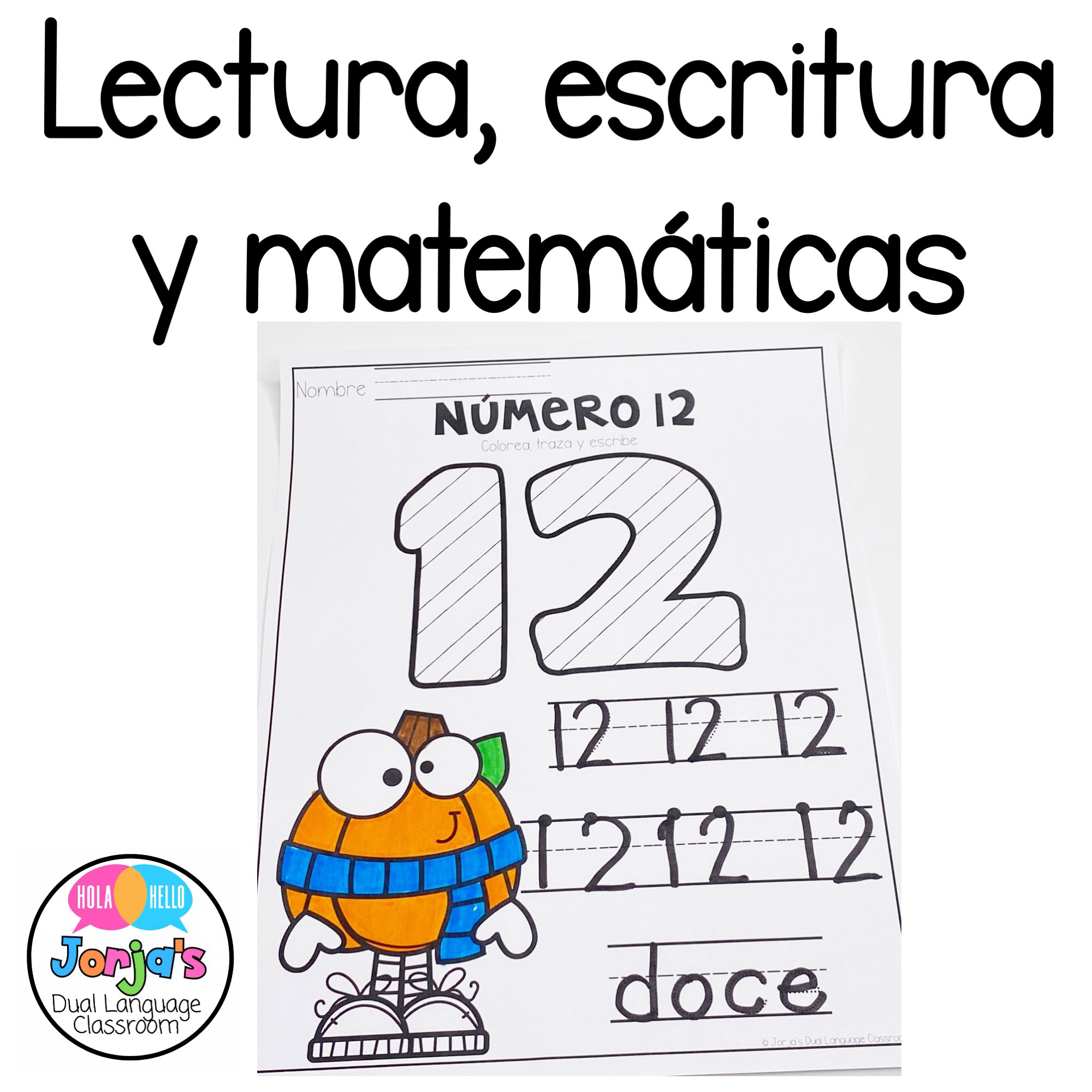 Kinder Hojas de trabajo y actividades lectura matemáticas escritura Calabazas - Image 3