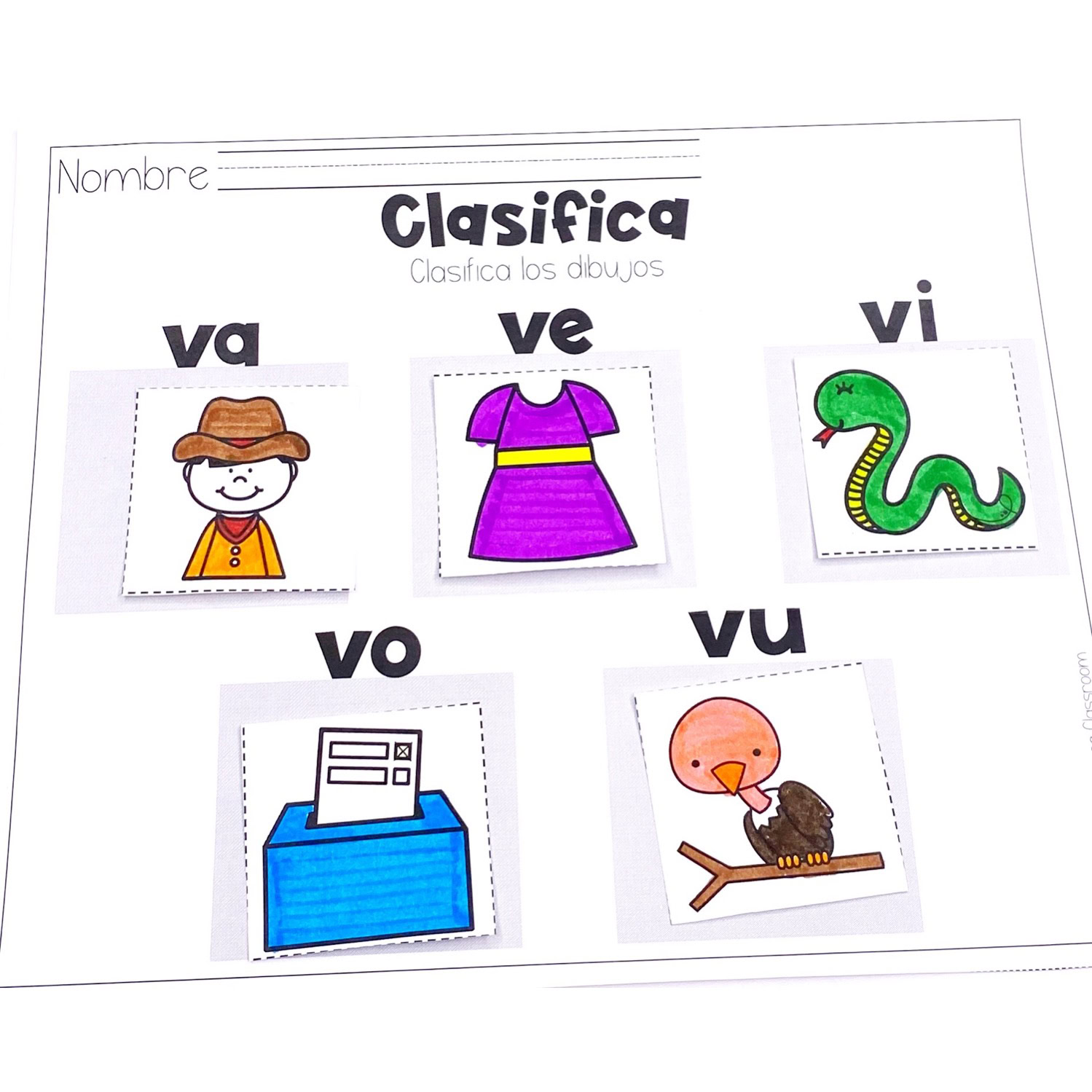 Letra v Sílabas con va ve vi vo vu Hojas de trabajo y actividades - Image 3