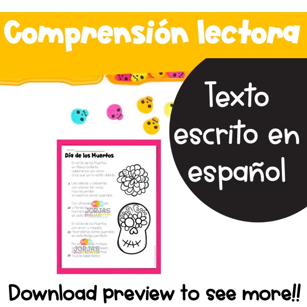 Día de los Muertos POEMA Day of the Dead Comprensión lectora 3rd Grade Spanish - Image 4