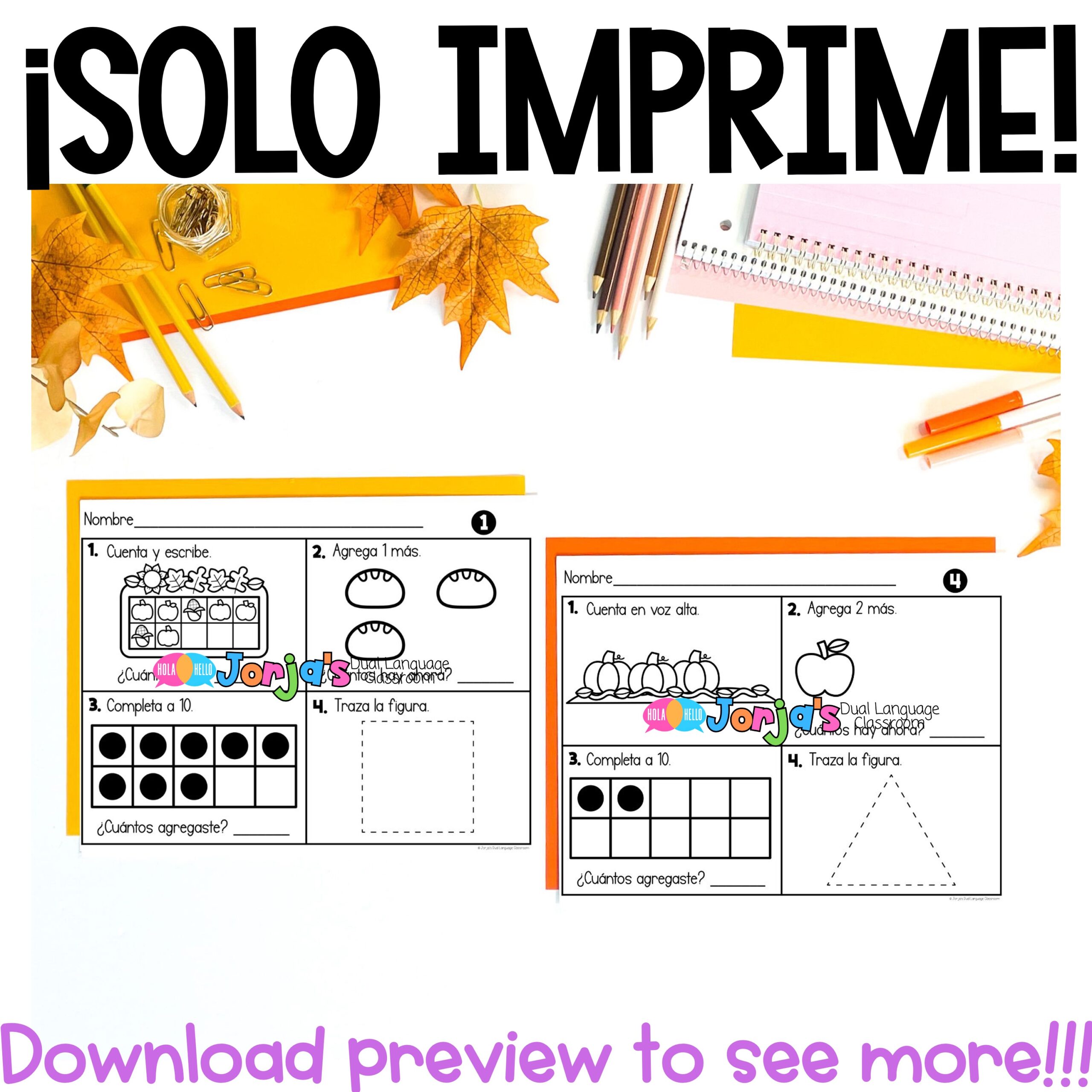 Repaso diario Kinder Matemáticas Noviembre Spiral Math in Spanish Review - Image 4