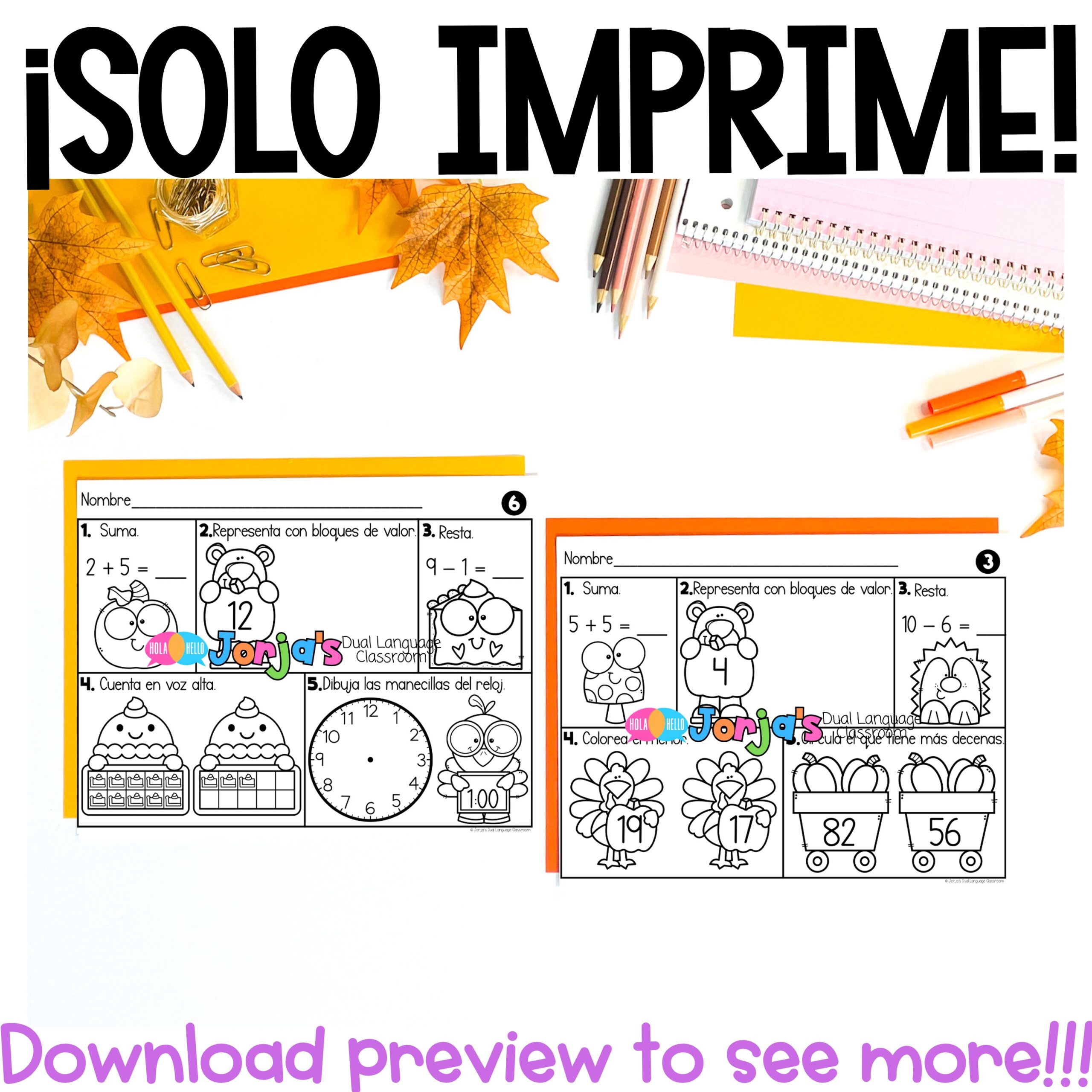 Repaso diario 1er grado matemáticas Math Spiral Review 1st Grade Spanish - Image 4