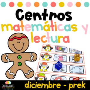 Centros de lectura y matemáticas PRE-K Preescolar Actividades in Spanish