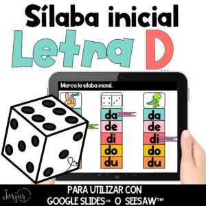 Letra D digital Letter D in Spanish for Google Slides™ Seesaw™ Sonidos y sílabas