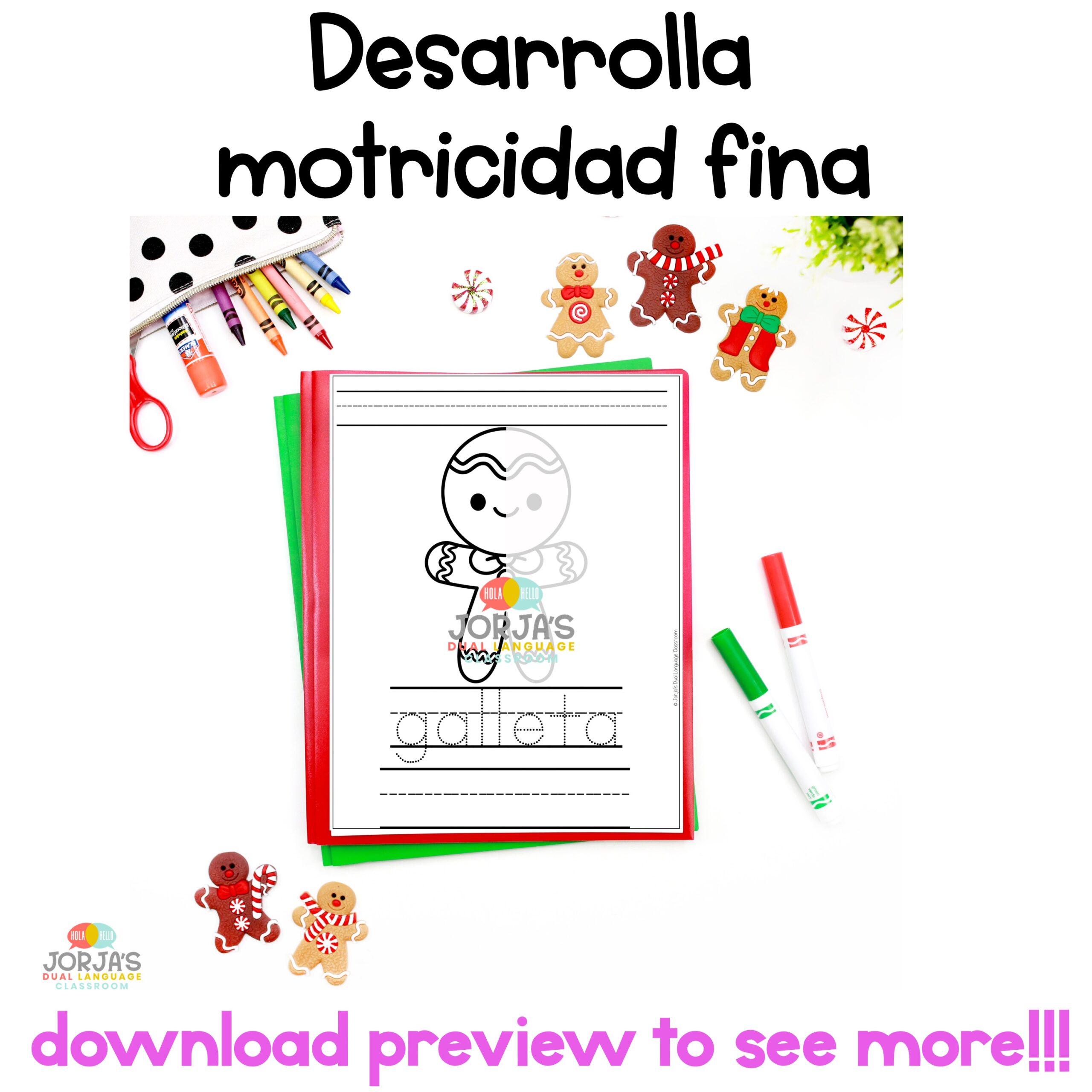 Navidad Actividades Christmas in Spanish Fine Motor Skills Completa la figura - Image 2