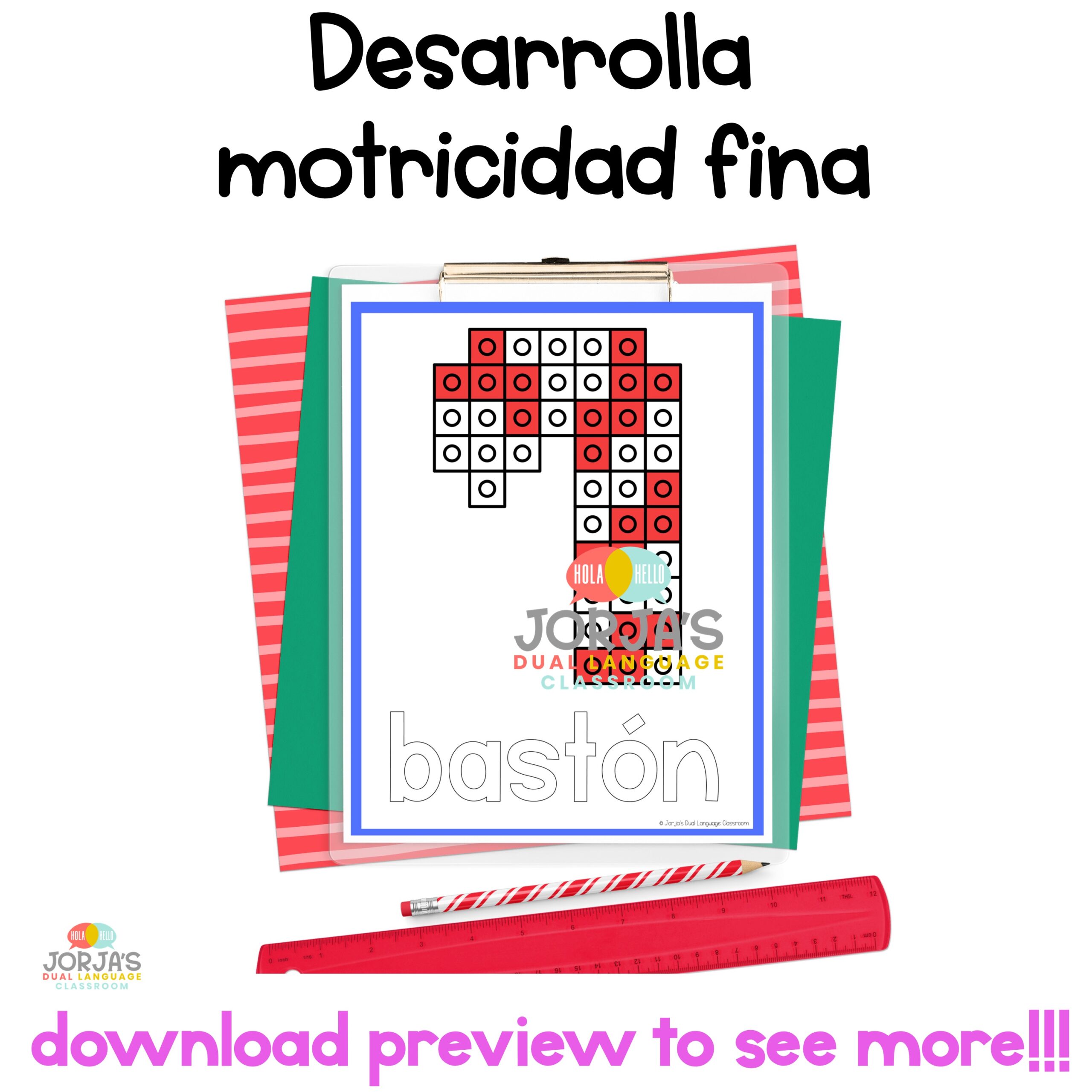 Christmas in Spanish Navidad Christmas Pattern Blocks Mats Fine Motor Skills - Image 2