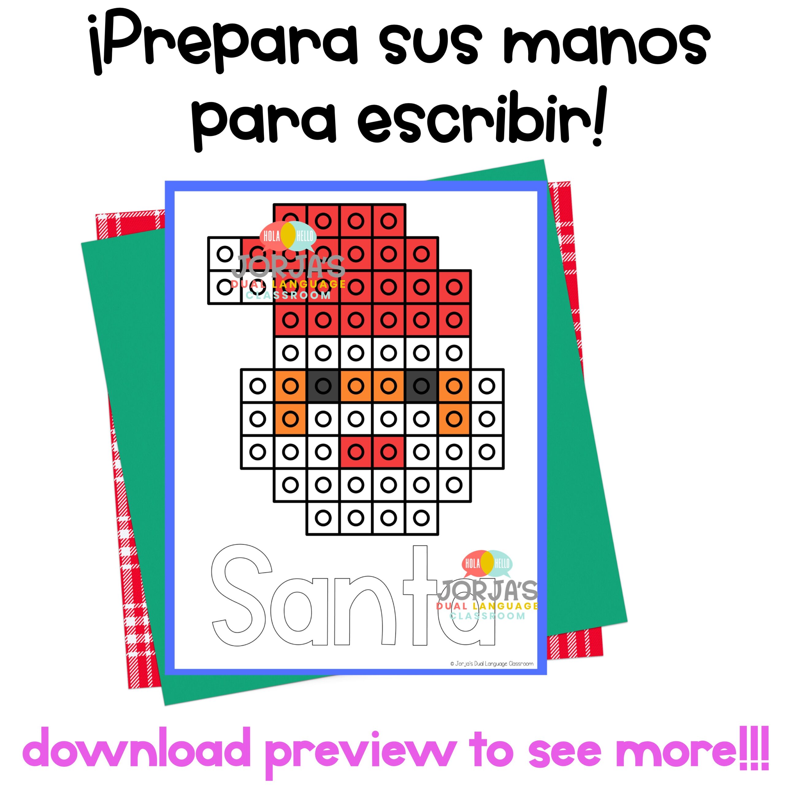 Christmas in Spanish Navidad Christmas Pattern Blocks Mats Fine Motor Skills - Image 3