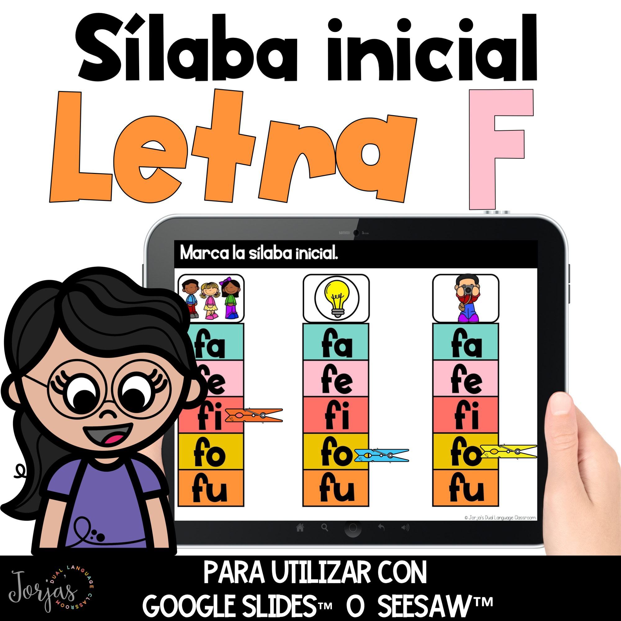 Letra F digital en español Actividades para Google Slides™ y Seesaw™ in Spanish