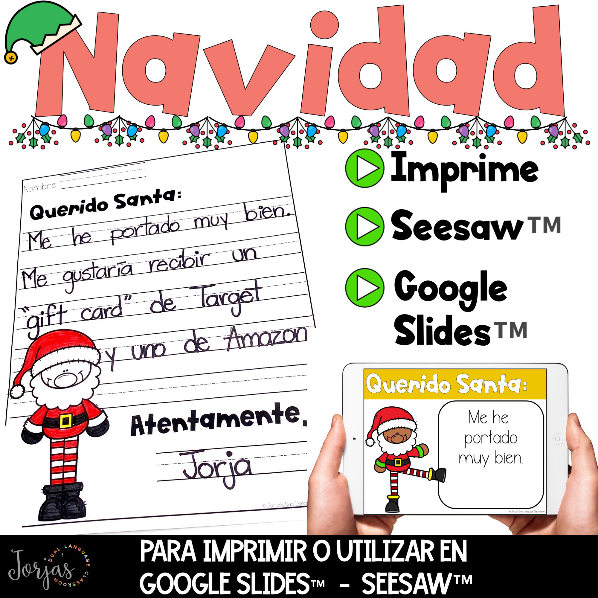 Navidad Actividades Christmas Spanish Digital Seesaw y Google Slides