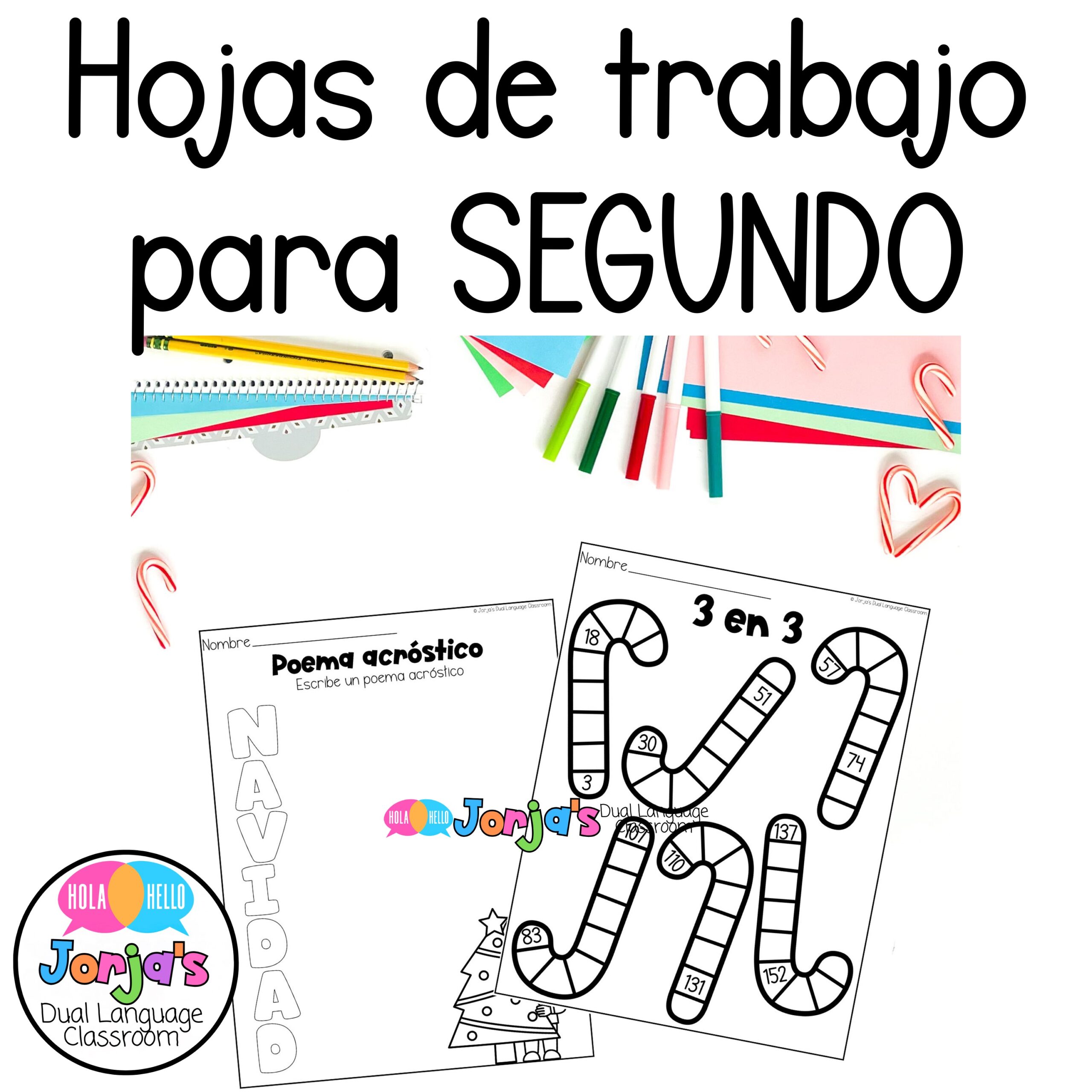 Hojas de trabajo SEGUNDO Diciembre Lectura Matemáticas y Escritura en español - Image 2