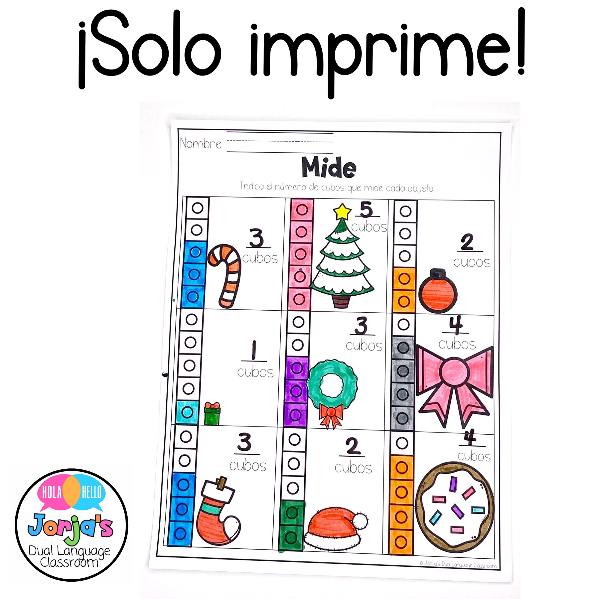 Hojas de trabajo Kinder Christmas in Spanish Lectura, matemáticas, escritura - Image 4