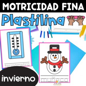 Motricidad fina Plastilina invierno Winter in Spanish Play Dough Mats