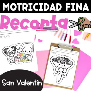 Motricidad fina Práctica de tijeras Scissors practice in Spanish Valentine's Day