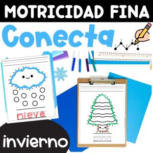 Motricidad fina Conecta los puntos Ejercicios invierno Winter in Spanish