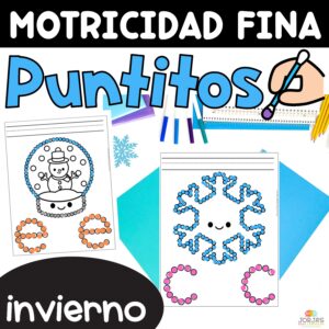 Motricidad fina Puntitos Swab Ejercicios invierno Winter in Spanish Motor Skills