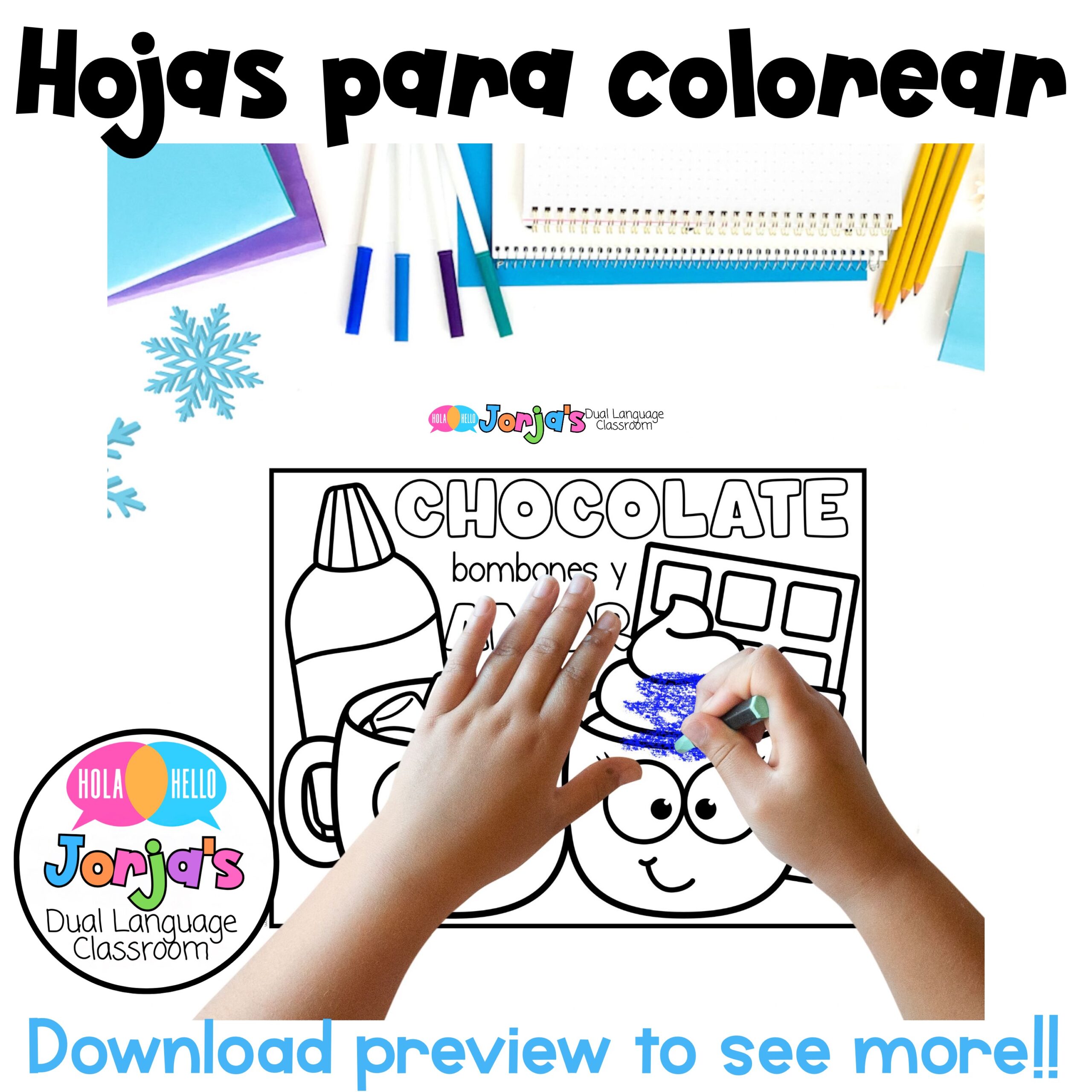 Hojas de colorear INVIERNO Coloring Pages WINTER Spanish English and Bilingual - Image 2