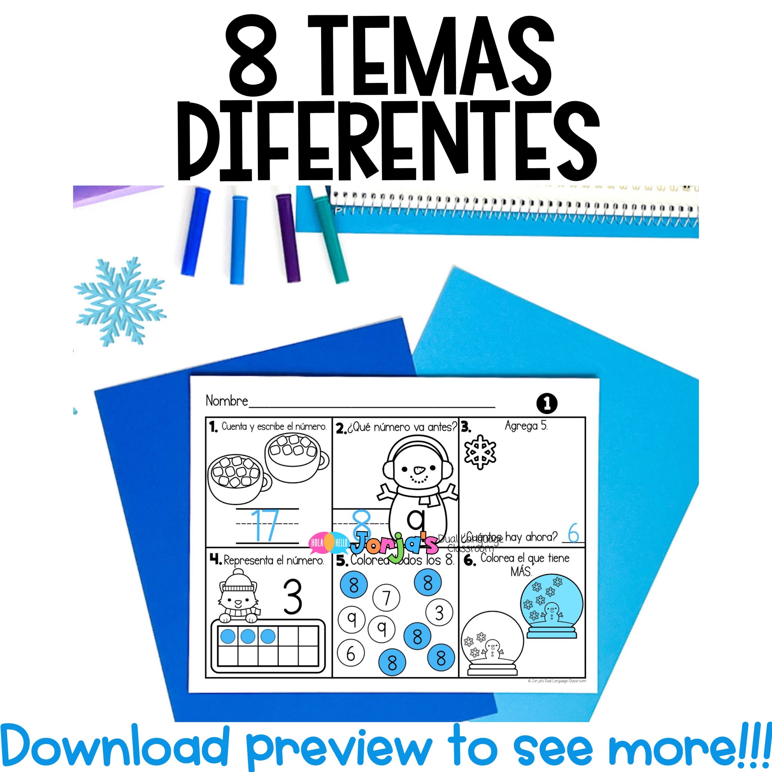 Repaso diario KINDER Enero Math Review in Spanish for Kinder Spiral Math - Image 3