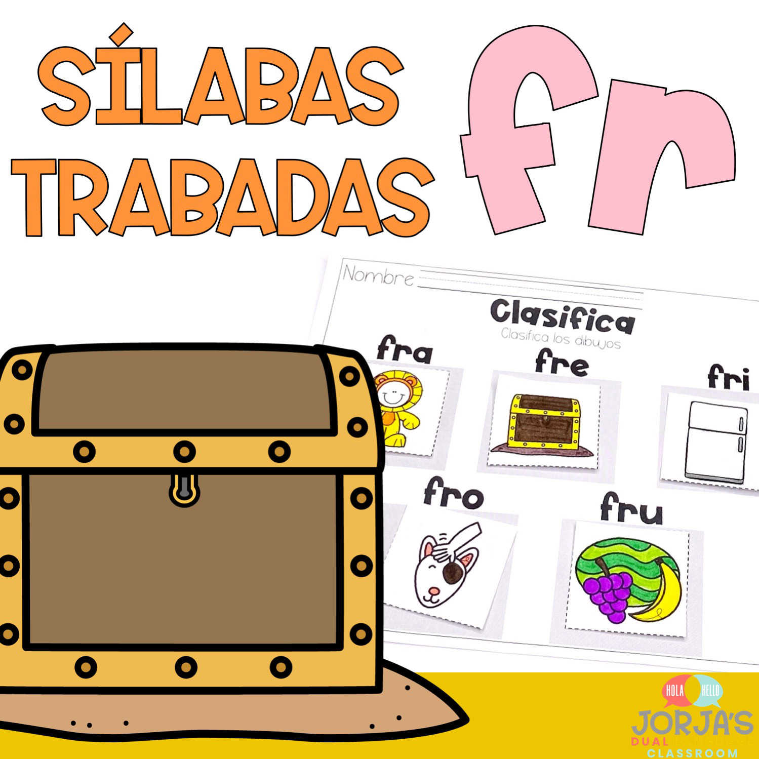 Sílabas trabadas FR Hojas de trabajo y actividades en español Kinder y primero