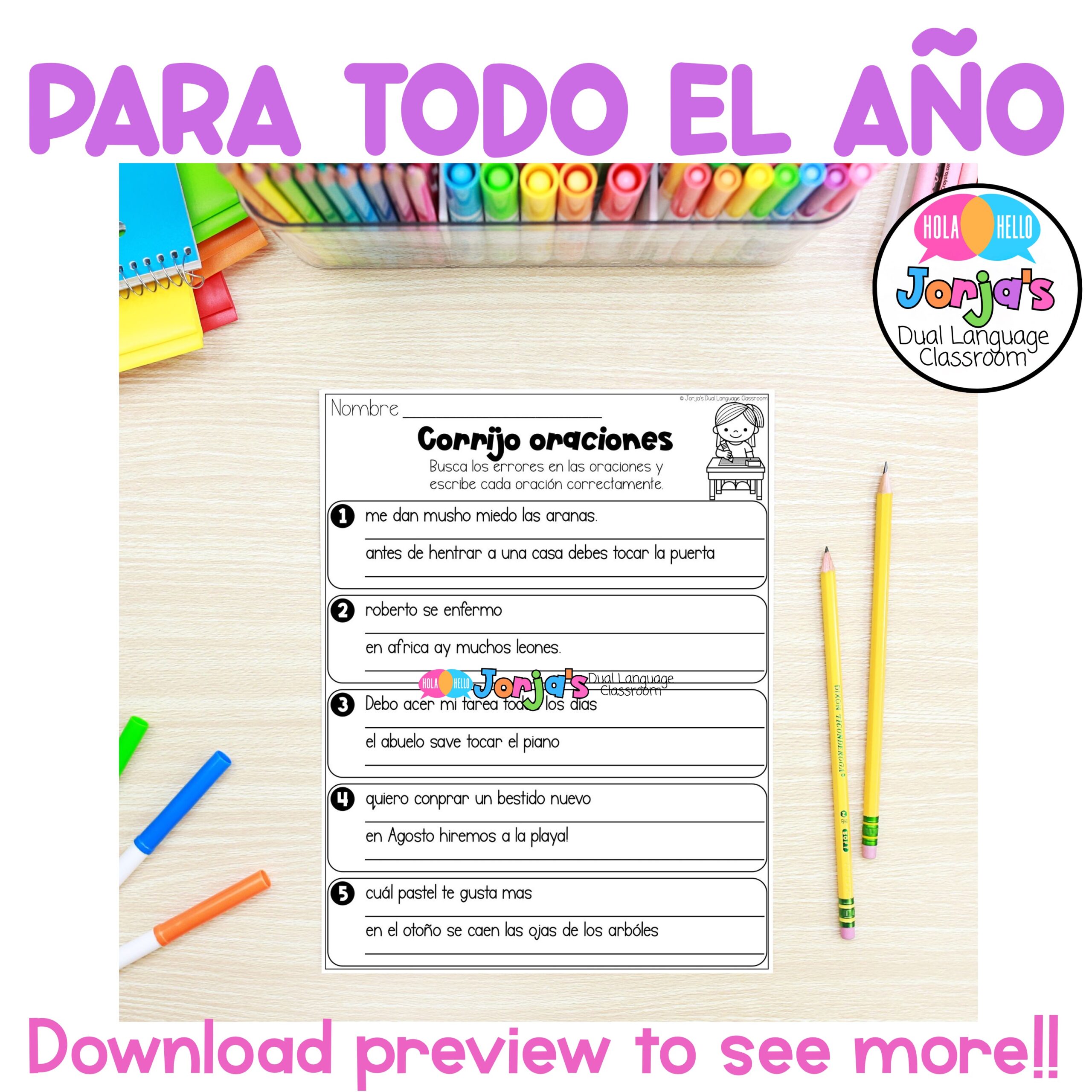 Oraciones Práctica de Puntuación corregir Gramática Editing Sentences in Spanish - Image 3