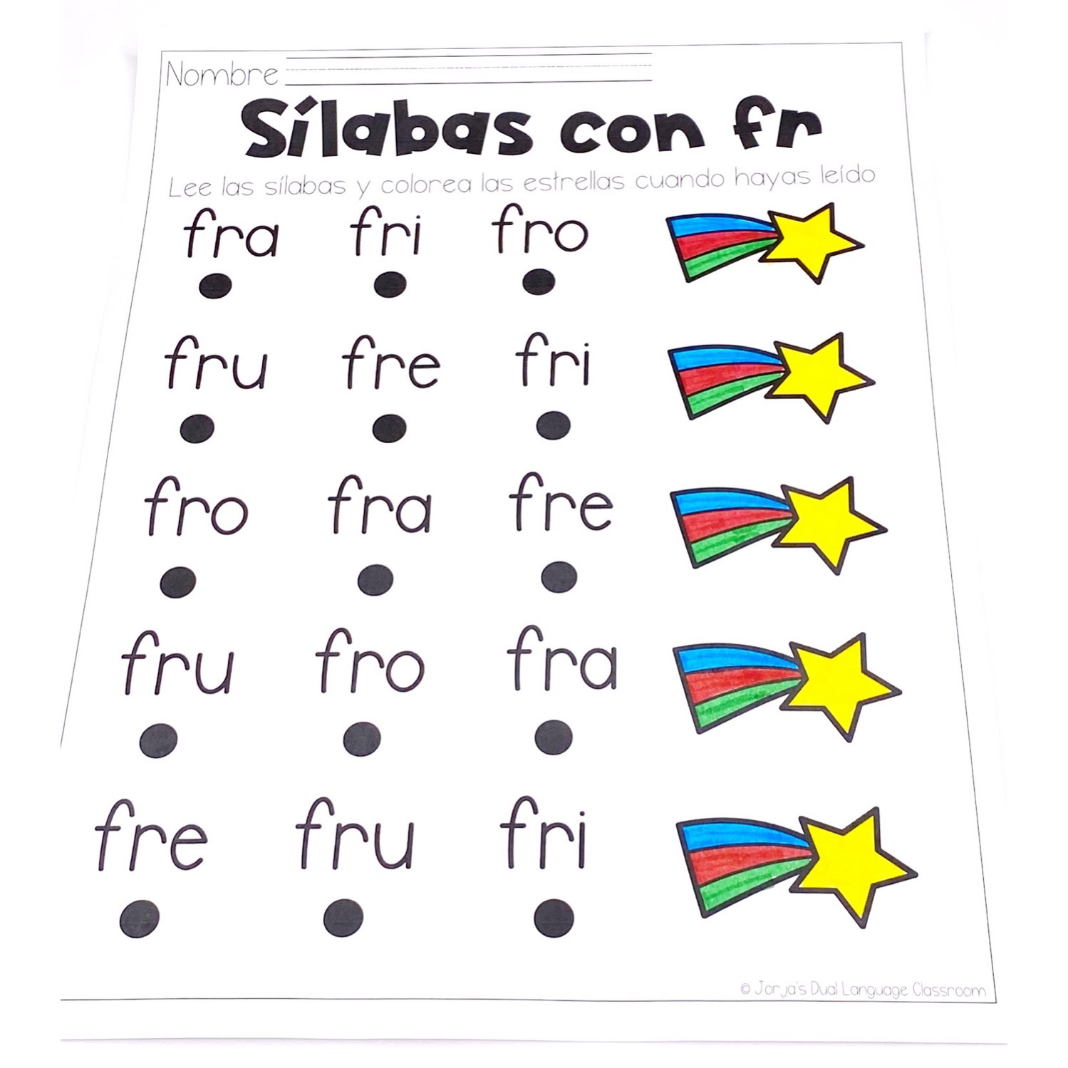 Sílabas trabadas FR Hojas de trabajo y actividades en español Kinder y primero - Image 3