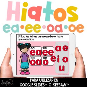 Hiatos en español DIGITAL Seesaw Google Slides in Spanish Actividades