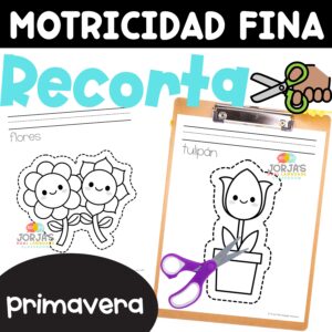 Motricidad fina Práctica de tijeras Scissors practice Primavera in Spanish