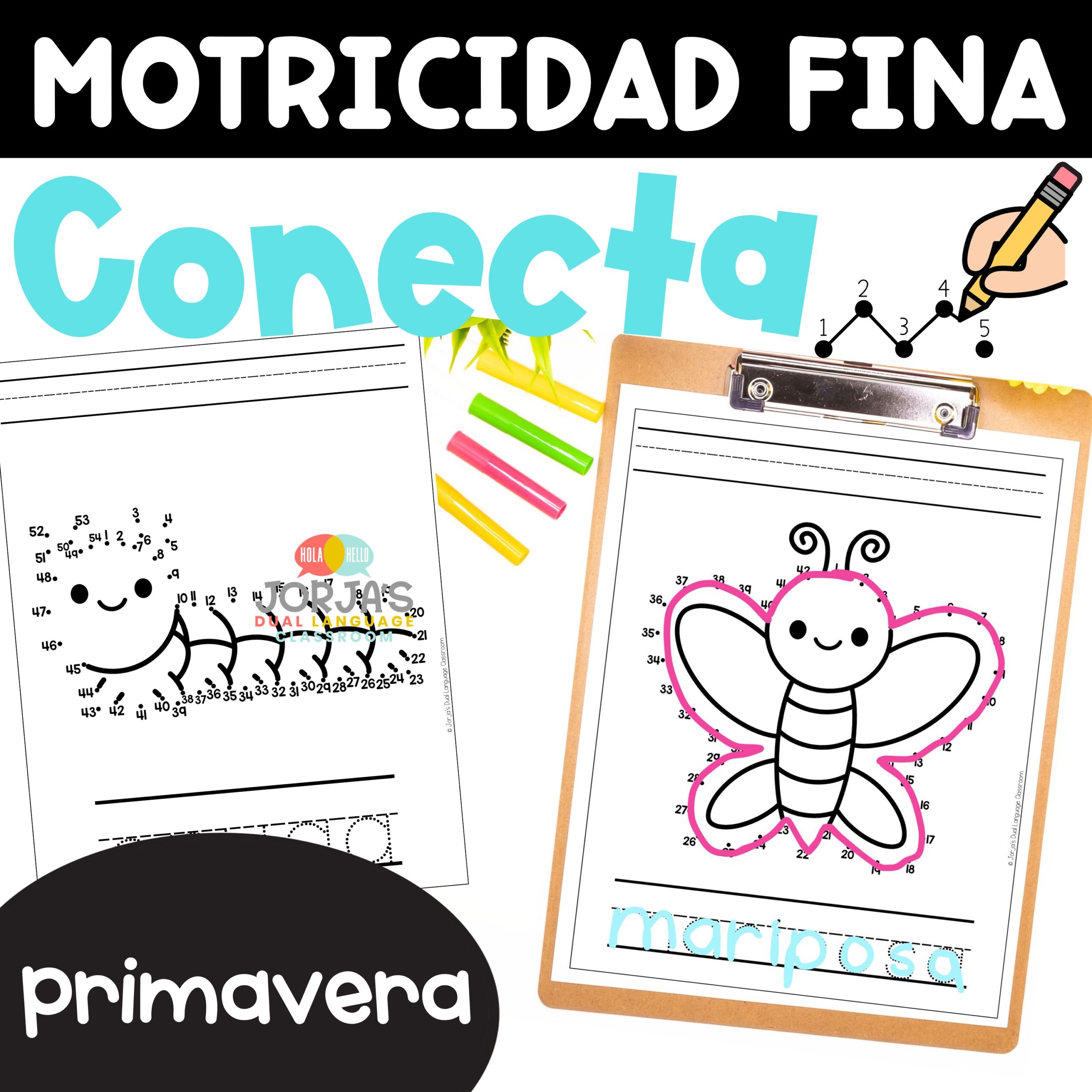 Motricidad fina Conecta los puntos Actividades Primavera Spring in Spanish