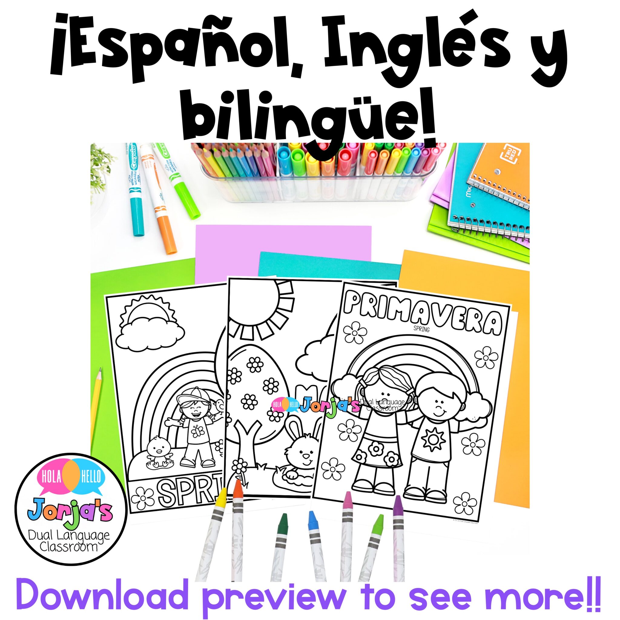 Hojas para colorear PRIMAVERA Coloring Pages Spring English Spanish and ...