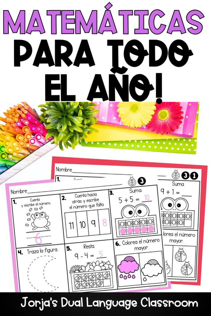 bilingual math activities in spanish for kinder