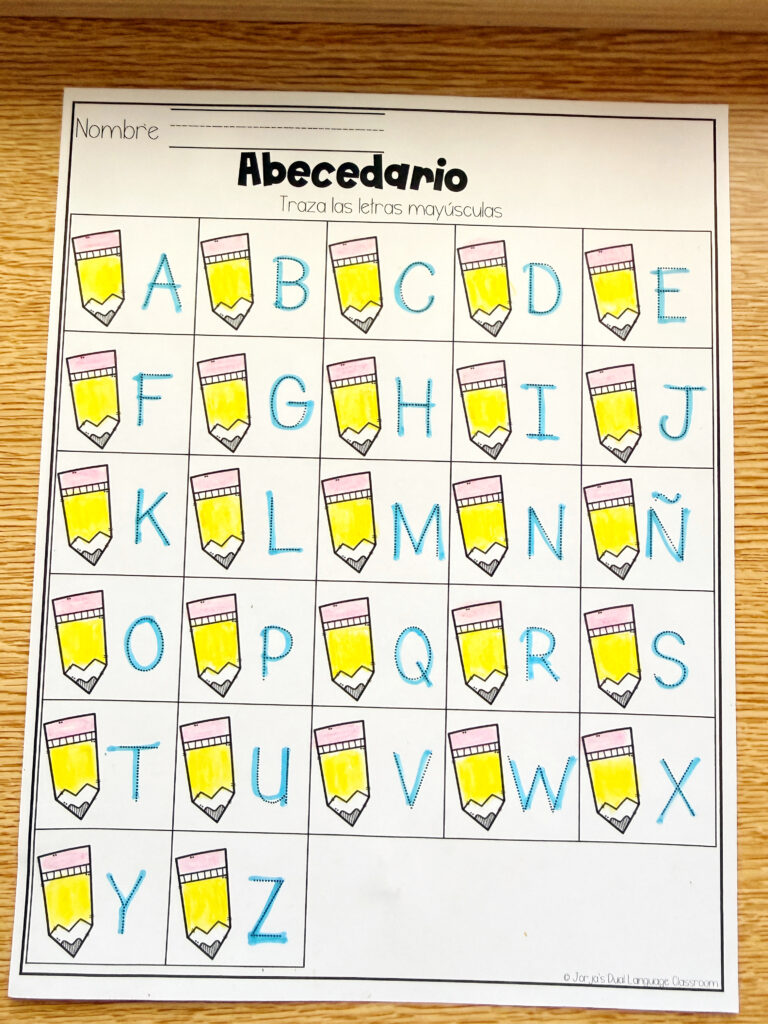 Hojas de trabajo para Kindergarten Spanish Worksheets agosto - ABECEDARIO-EN-ESPANOL